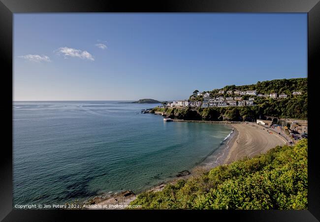 Looe Beach in the bright morning sunshine Framed Print by Jim Peters