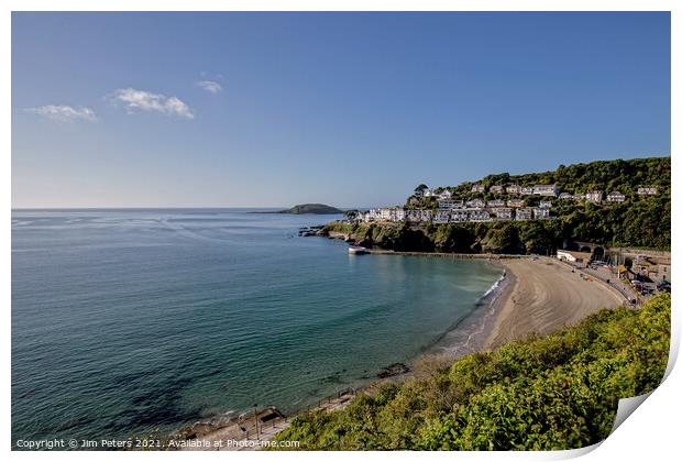 Looe Beach in the bright morning sunshine Print by Jim Peters