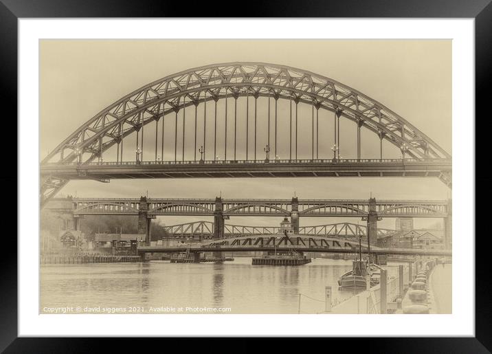 Tyne Bridges Framed Mounted Print by david siggens