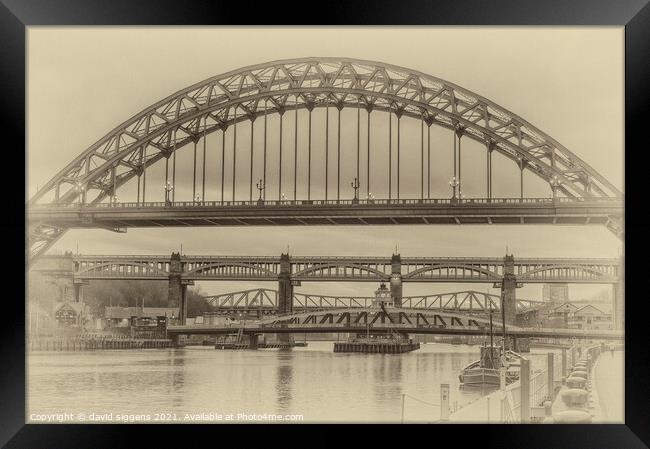 Tyne Bridges Framed Print by david siggens