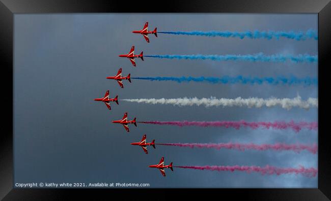 Thrilling Red Arrows Display Framed Print by kathy white