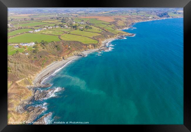 Headland near Portscatho, Cornwall Framed Print by Tim Woolcock