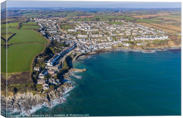  Portscatho from the air Canvas Print by Tim Woolcock