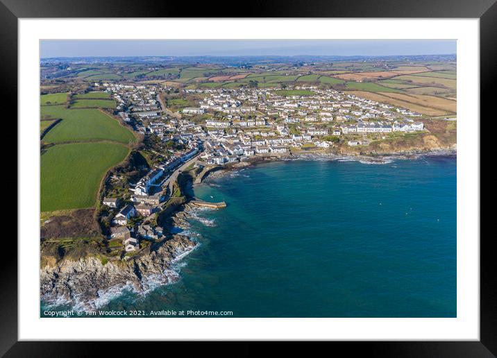  Portscatho from the air Framed Mounted Print by Tim Woolcock