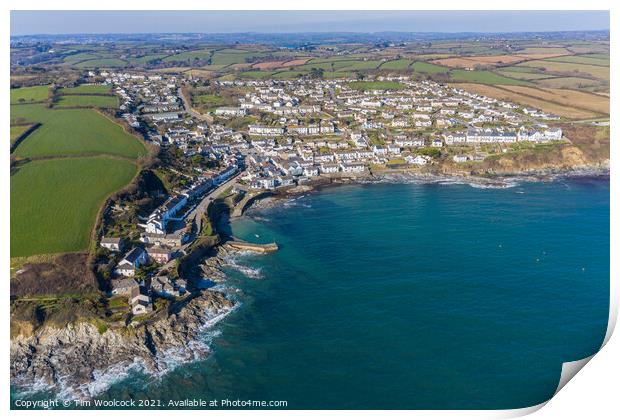  Portscatho from the air Print by Tim Woolcock