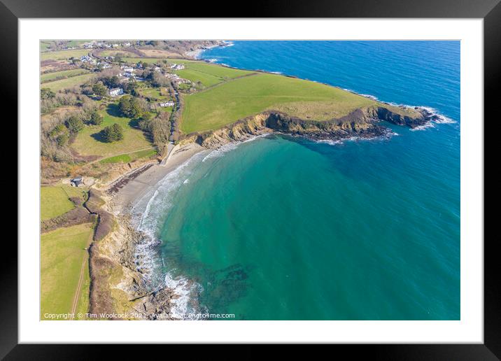 Rocky headland near Portscatho, Cornwall Framed Mounted Print by Tim Woolcock