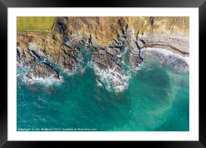 Rocky headland near Portscatho, Cornwall Framed Mounted Print by Tim Woolcock