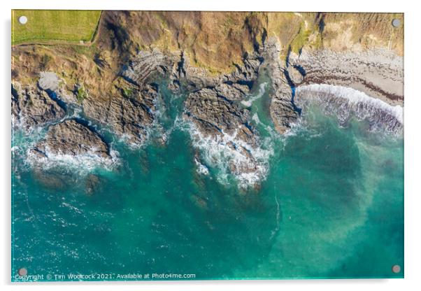 Rocky headland near Portscatho, Cornwall Acrylic by Tim Woolcock