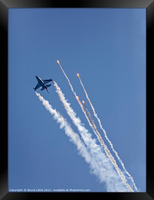 F-16 Flare Framed Print by Bruce Little