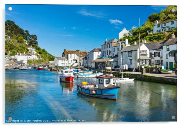Polperro, South Cornwall Acrylic by Justin Foulkes