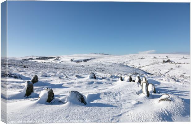 Winter at Nine Maidens Stone Circle, Dartmoor Canvas Print by Bruce Little