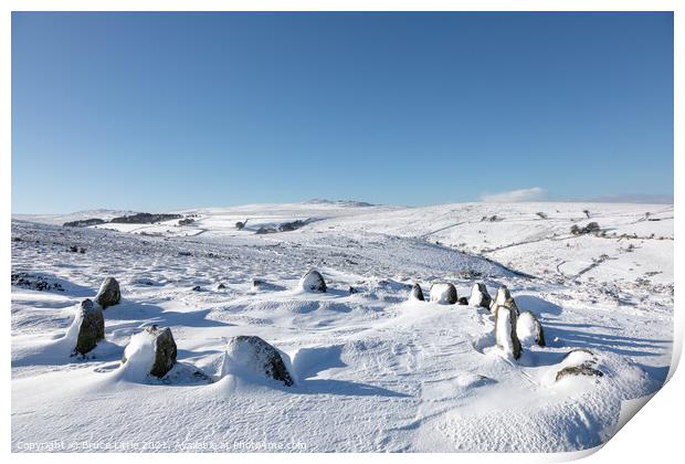 Winter at Nine Maidens Stone Circle, Dartmoor Print by Bruce Little