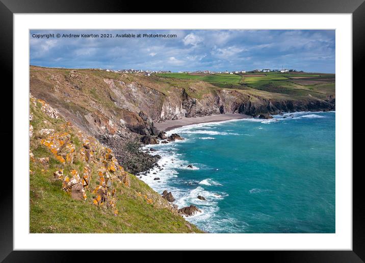 Pentreath beach, Lizard Point, Cornwall Framed Mounted Print by Andrew Kearton