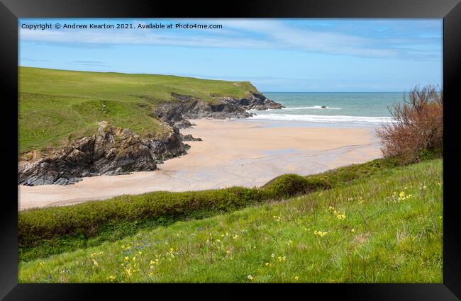 Porth Joke beach, Cornwall Framed Print by Andrew Kearton