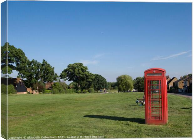 The Red Phone box; Sarratt village green Canvas Print by Elizabeth Debenham