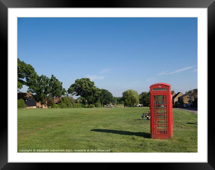 The Red Phone box; Sarratt village green Framed Mounted Print by Elizabeth Debenham