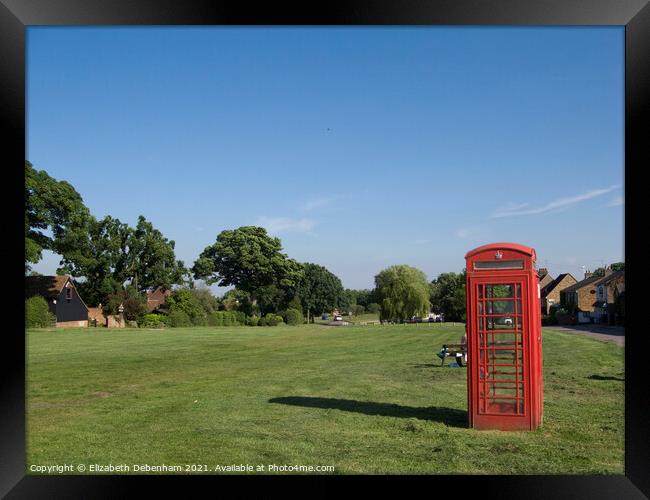 The Red Phone box; Sarratt village green Framed Print by Elizabeth Debenham
