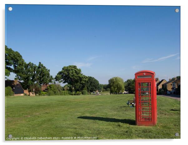 The Red Phone box; Sarratt village green Acrylic by Elizabeth Debenham