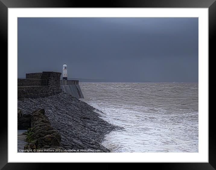 Porthcawl Lighthouse  Framed Mounted Print by Jane Metters