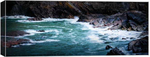Majestic Waves Crashing Against Rocky Shore Canvas Print by Jeremy Sage