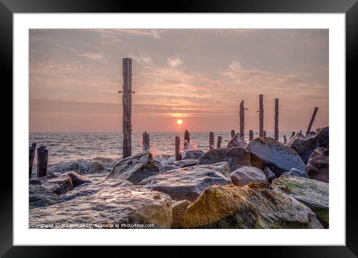 Sunrise Happisburgh Beach Norfolk Framed Mounted Print by Jim Key