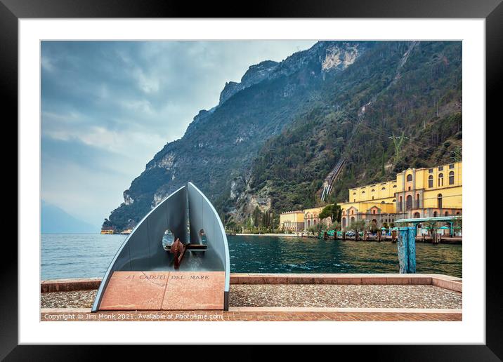 Riva del Garda monument, Lake Garda Framed Mounted Print by Jim Monk