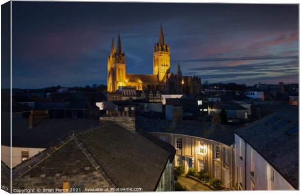 Truro and the Cathedral at night Canvas Print by Brian Pierce