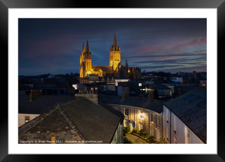 Truro and the Cathedral at night Framed Mounted Print by Brian Pierce
