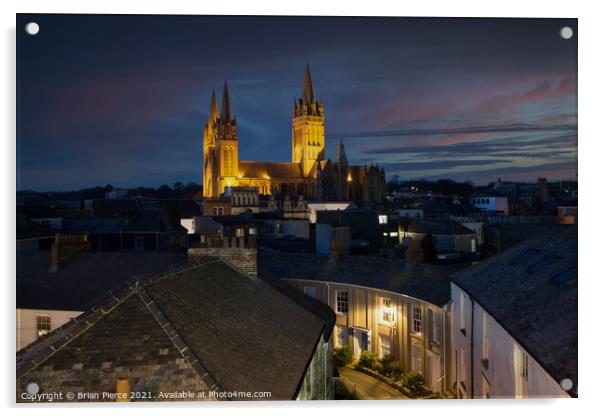Truro and the Cathedral at night Acrylic by Brian Pierce