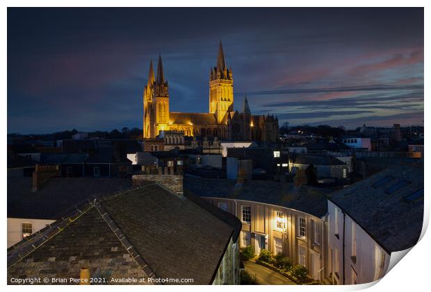 Truro and the Cathedral at night Print by Brian Pierce