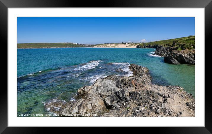 Crantock Beach and West Pentire Framed Mounted Print by Brian Pierce