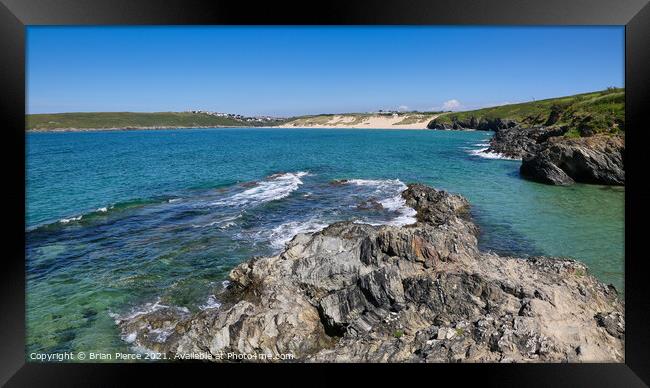 Crantock Beach and West Pentire Framed Print by Brian Pierce