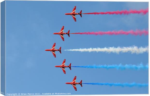Red Arrows over Falmouth Canvas Print by Brian Pierce
