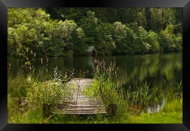 Loch Ard Jetty and Boathouse Framed Print by Jacqi Elmslie