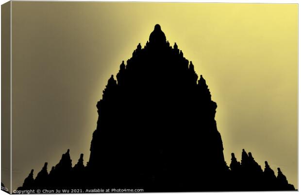 Silhouette of Candi Prambanan in Indonesia Canvas Print by Chun Ju Wu