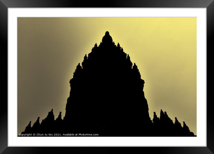 Silhouette of Candi Prambanan in Indonesia Framed Mounted Print by Chun Ju Wu
