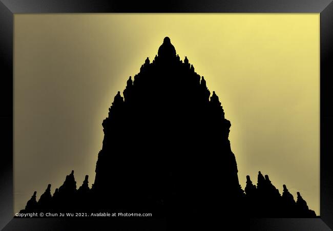 Silhouette of Candi Prambanan in Indonesia Framed Print by Chun Ju Wu