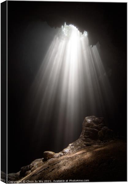 Light from the top of Jomblang Cave in Java island, Indonesia Canvas Print by Chun Ju Wu