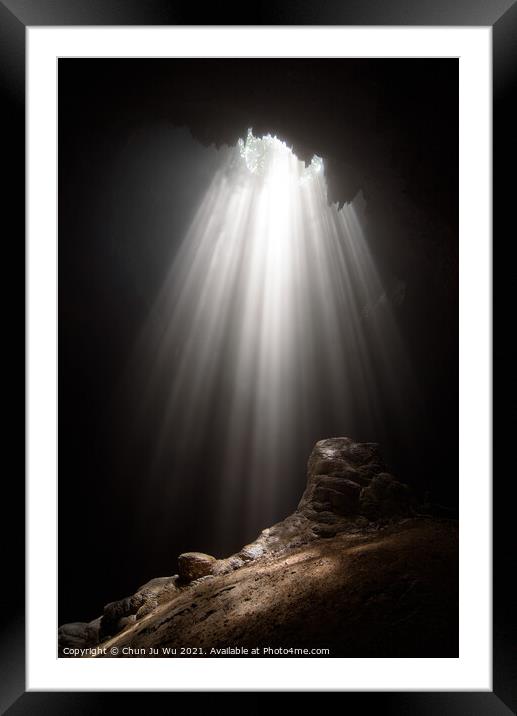 Light from the top of Jomblang Cave in Java island, Indonesia Framed Mounted Print by Chun Ju Wu