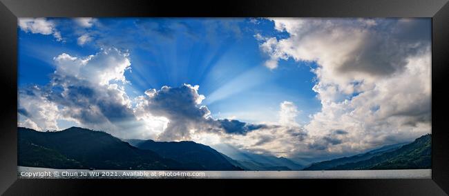 Heaven light at Fewa Lake, Pokhara, Nepal Framed Print by Chun Ju Wu