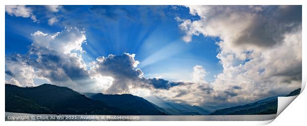 Heaven light at Fewa Lake, Pokhara, Nepal Print by Chun Ju Wu