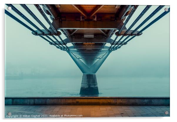 The Bridge To Beyond - Millennium Bridge London  Acrylic by Milton Cogheil