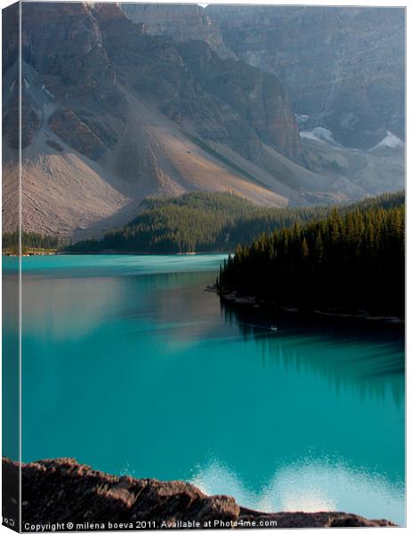 canadian lake moraine Canvas Print by milena boeva