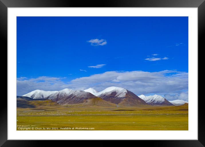 The landscape of Tibetan Plateau in Tibet Framed Mounted Print by Chun Ju Wu