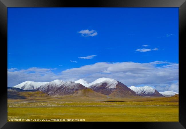 The landscape of Tibetan Plateau in Tibet Framed Print by Chun Ju Wu