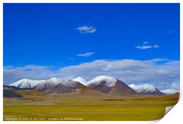 The landscape of Tibetan Plateau in Tibet Print by Chun Ju Wu