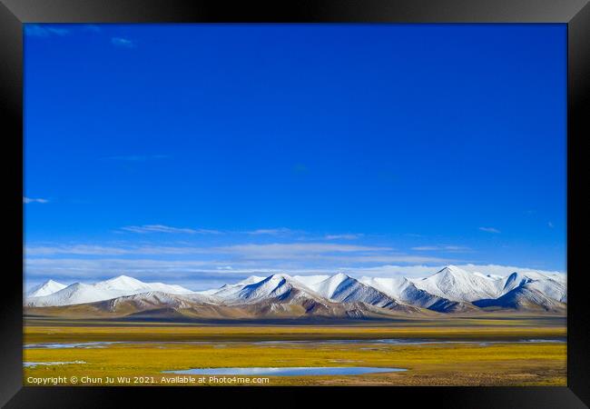 The landscape of Tibetan Plateau in Tibet Framed Print by Chun Ju Wu