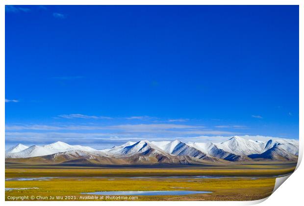 The landscape of Tibetan Plateau in Tibet Print by Chun Ju Wu
