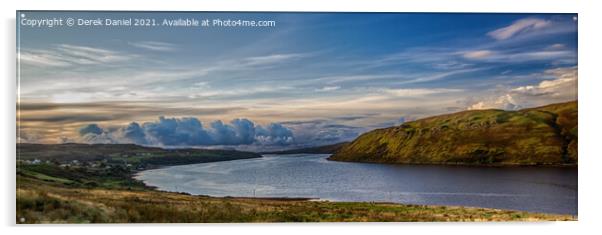 Loch Harport, Skye (panoramic)  Acrylic by Derek Daniel