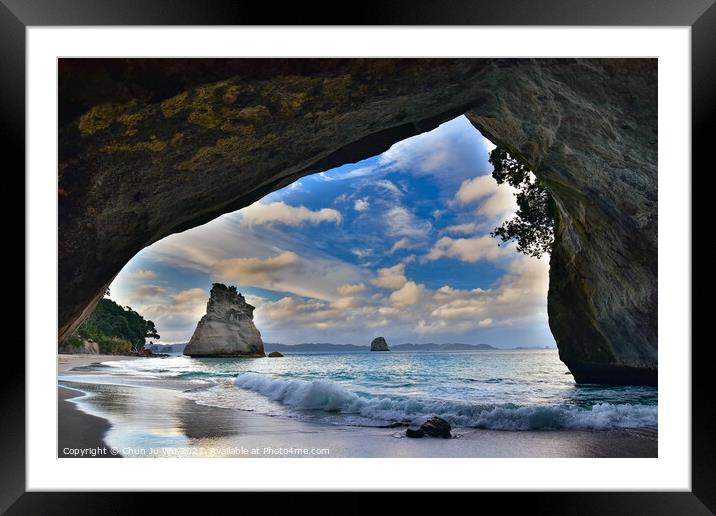 Cathedral Cove in Coromandel, New Zealand Framed Mounted Print by Chun Ju Wu